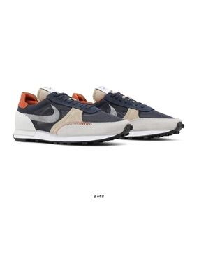 Nike Daybreak-Type Sneakers in Navy, Cream and Orange